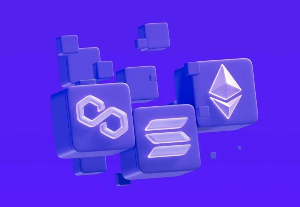 Ví Phantom hỗ trợ Solana, Ethereum, Polygon. Biểu tượng các blockchain phổ biến trong thế giới tiền điện tử.